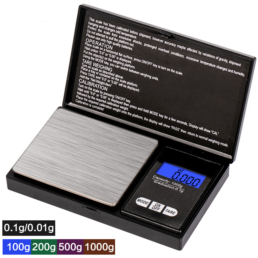 0.01g/0.1g HighMini 0.01 X 500g Digital Show Screen Weighing Scale Electronic Balance Gram Digital Pocket Scale Jewelry Diamond