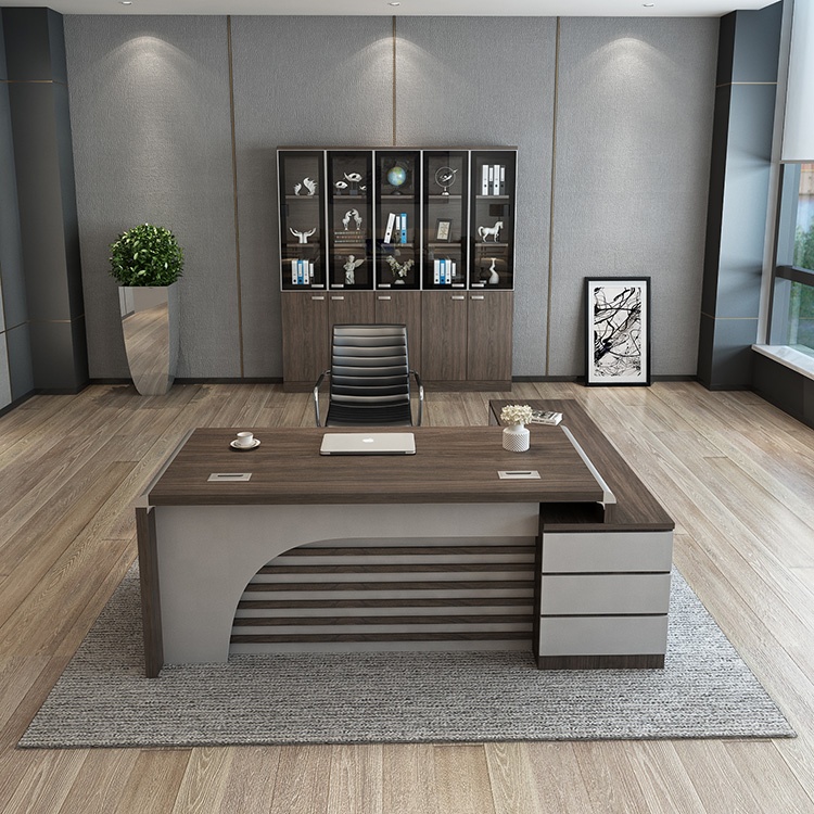 2020 new series furniture modern product walnut square steel desk shelf manager with drawers office desk Series