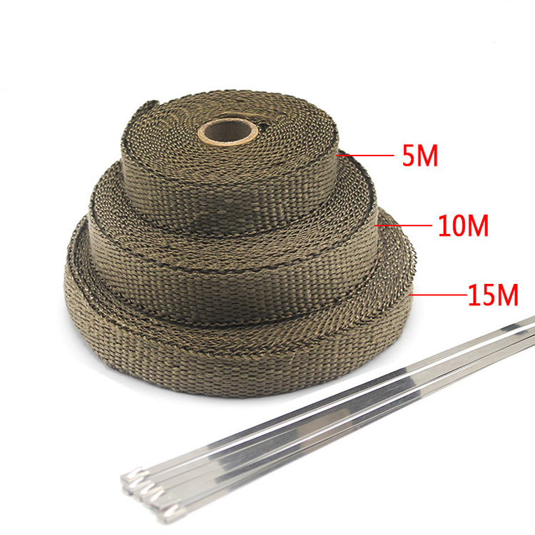 Exhaust Pipe Header Heat Wrap Resistant Downpipe with Stainless Steel Ties for Car Motorcycle Accessories