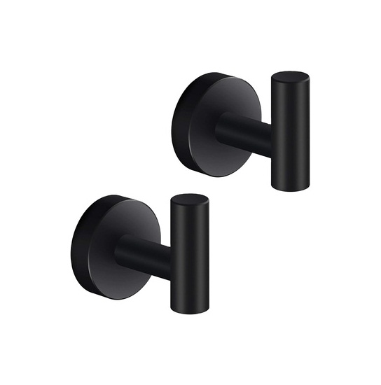 2 pack Black Coat Hooks Hand Towel Holder Save home storage space 304 Stainless Steel Bathroom Wall Mounted Towel Hook