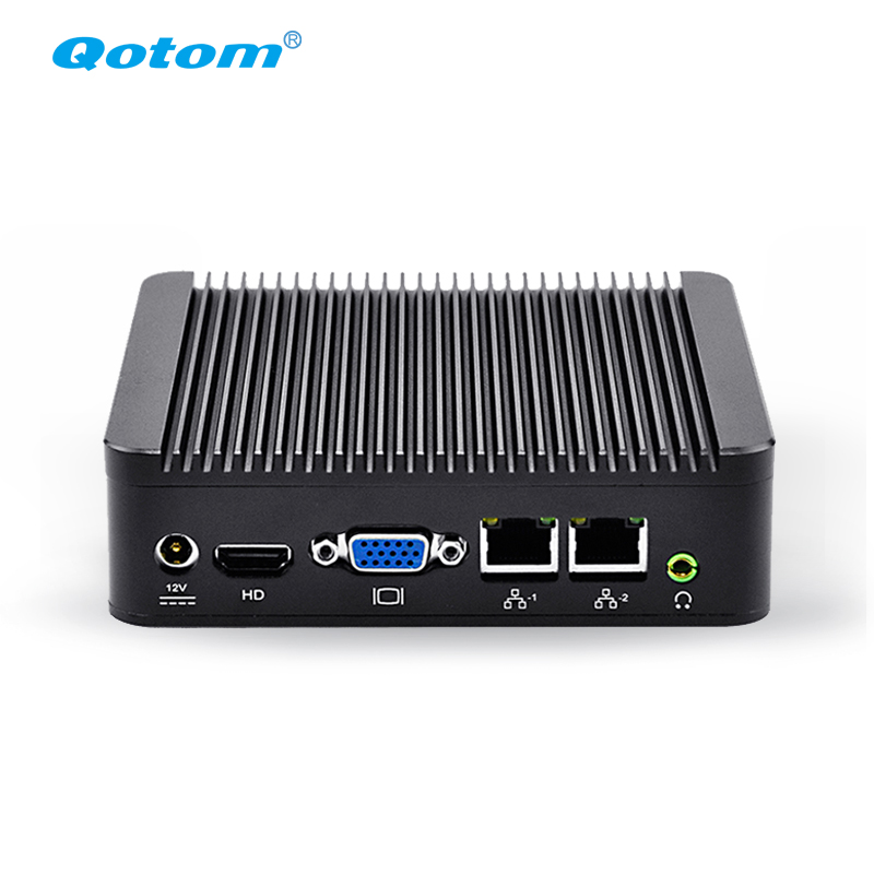 Qotom Q190S мини-компьютер без вентилятора j1900 четырехъядерный 2 ethernet промышленный настольный компьютер Ubuntu linux мини-ПК