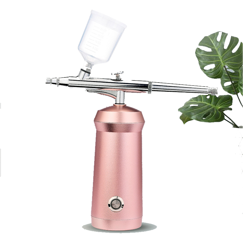 2021 New Pink Mini Battery Operation Makeup Kit Compressor Popular Rechargeable Airbrush Gun Kit