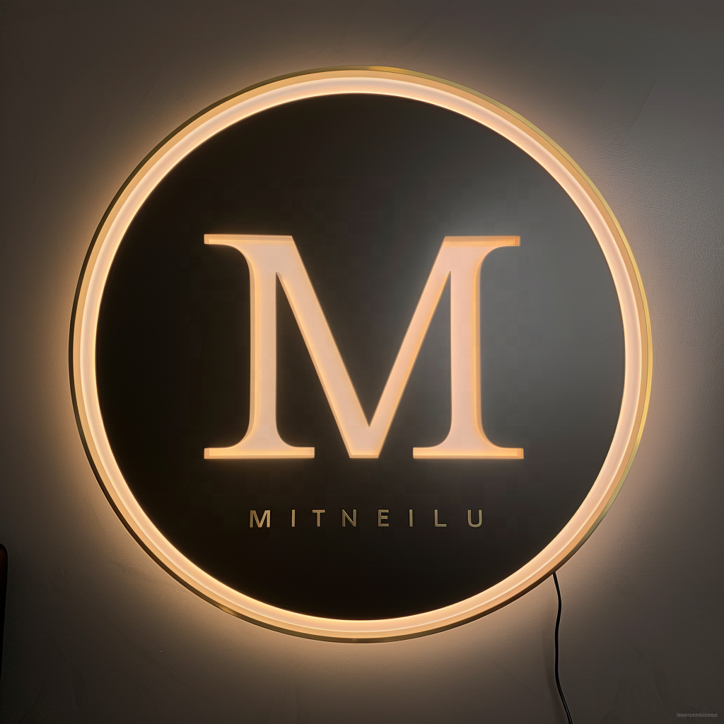 Stainless Steel Mirror Gold Customized LED Round Sign Backlit Electronic Signs Outdoor Luminous Signs