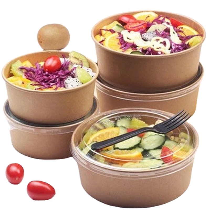 1500 ml 100% Food Grade Salad Bowl Disposable Customizable Paper Takeaway