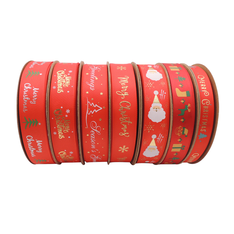 Оптовая продажа красный/зеленый 1 дюйм мультфильм печатных Grosgrain ленты Рождественские украшения ленты