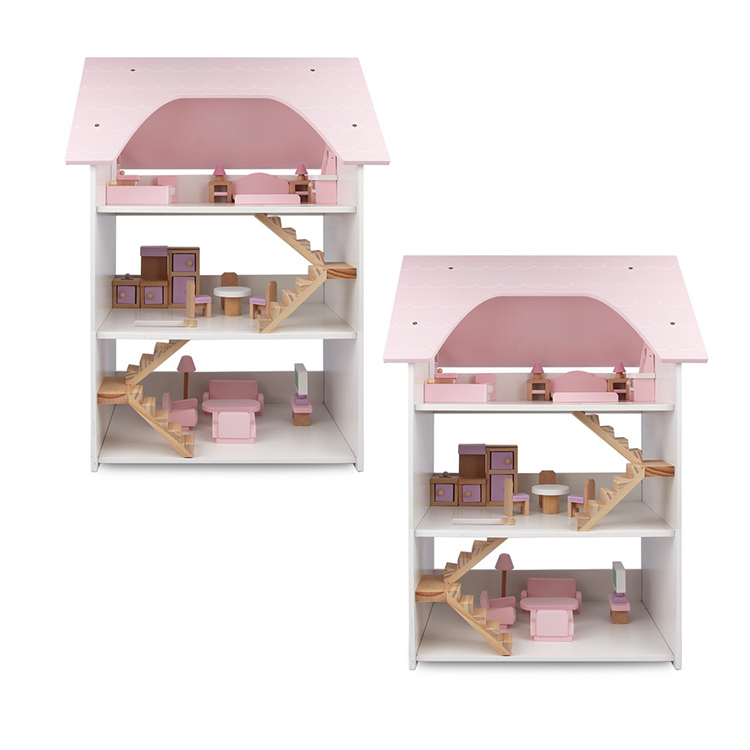 Yohi New Design Hot Sell Classic Wooden Dollhouse with EZ Kraft Assembly Accessory Set Dolls Gift for Gabby'S Doll House Led