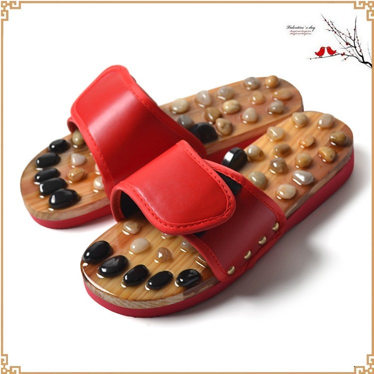Natural Pebble Stone Foot Massager Slippers Reflexology Care Blood Activating Foot Acupuncture Point Massage Shoes