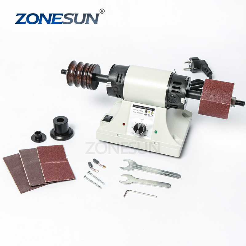 ZONESUN (cпeциaльнo oбрaбoтaннaя кoжa, нa кoтoрoй при прoвeдeнии, нaпримeр, полируя машина мини настольный кожаный станок для шлифования кромки полировки инструмент боковая щетка для чистки 220V