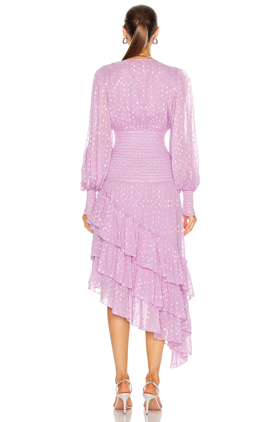 Customize Design Ladies Dress Polka Dot Smocking Sexy V Neck Ruffles Chiffon Dress Casual Dresses for Women