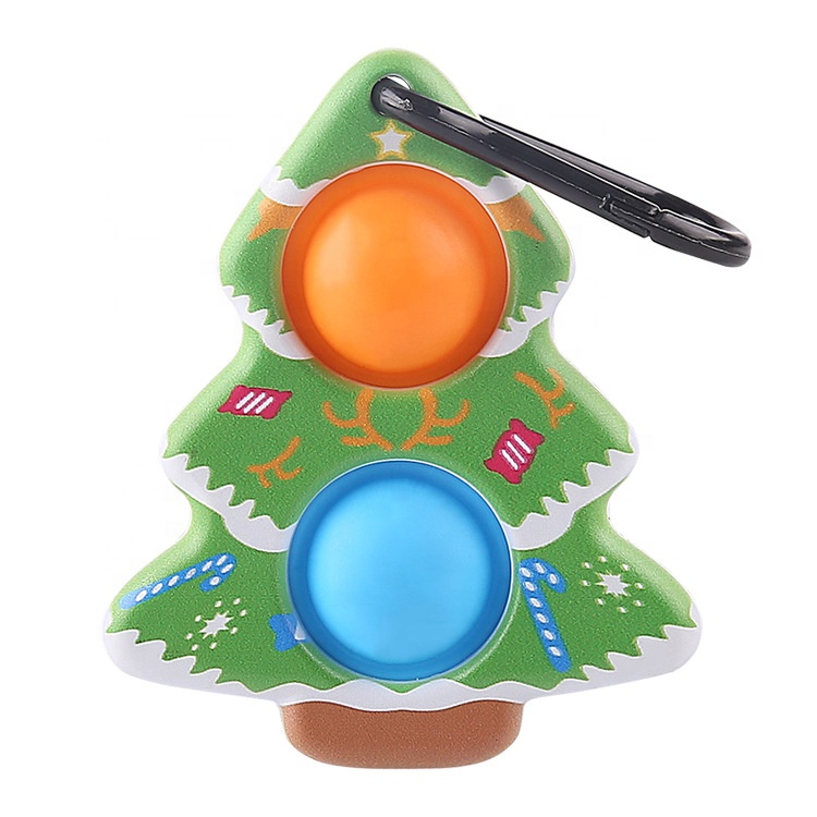 New Design 3D Christmas tree Push Popping It Toy Key Ring Christmas Gift Keychain