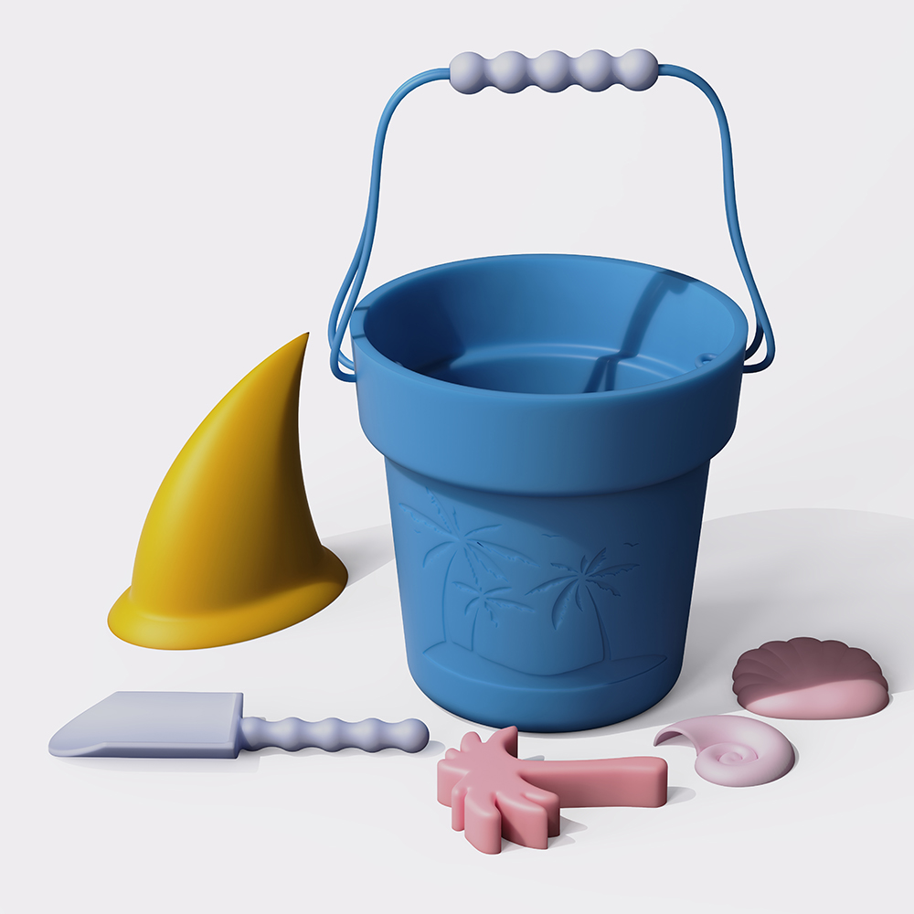 New Design Wholesale Custom Logo DIY Summer Sand Bucket Beach Baby Toys Set Eco Soft Silicone Game Play For Kids