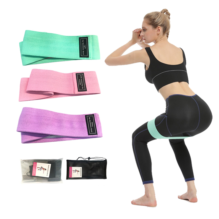 Custom Logo Printed Yoga Gym Exercise fitness for Legs Glutes Booty Hip Fabric Resistance Bands