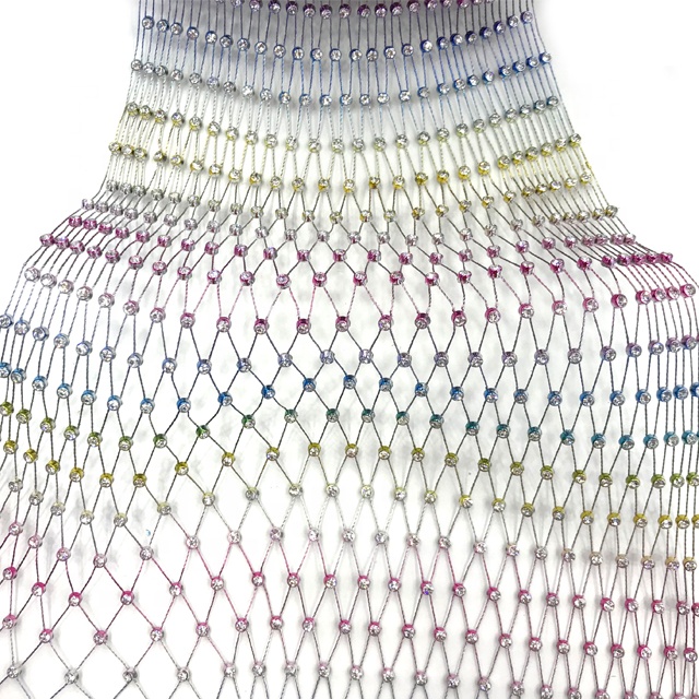 New and fancy colorful bling bling crystal mesh fabric rhinestone rhinestone stretch mesh fabric for dress garment shoes
