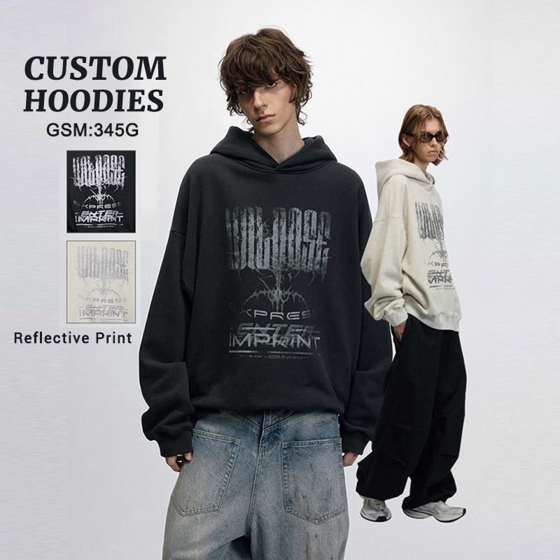 Fashion Custom Blank Mens Streetwear Hoodie Design Custom Cotton Thick Heavy Hoodies Mens Heavyweight Oversized Hoodie