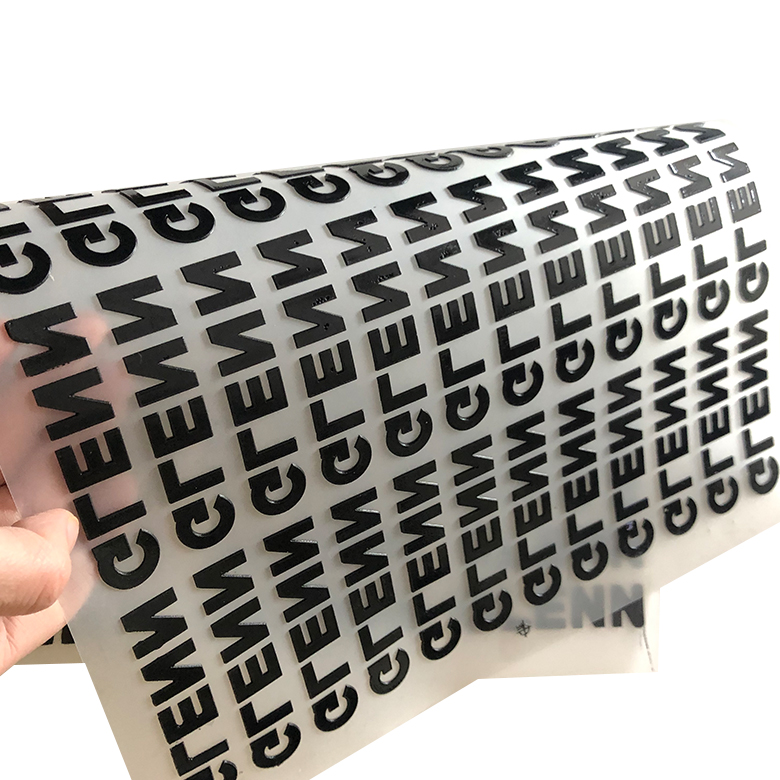 custom 3d raised effect brand logo 3d rubber silic iron on transfers high density screen print silicone heat transfer vinyl