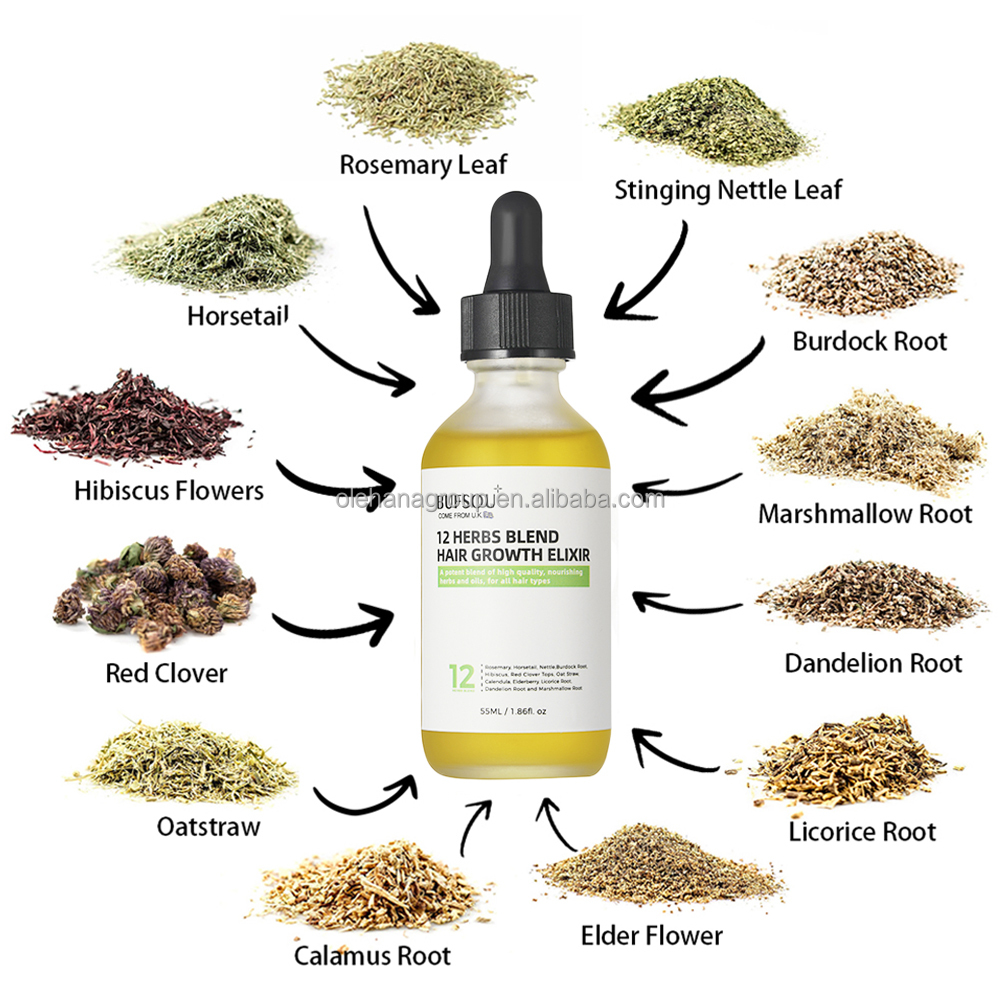 Private Label Custom Wholesale 12 Herbs Strengthen Hair Scalp Care Rosemary Hair Oil 100% Nature Hair Growth Oil