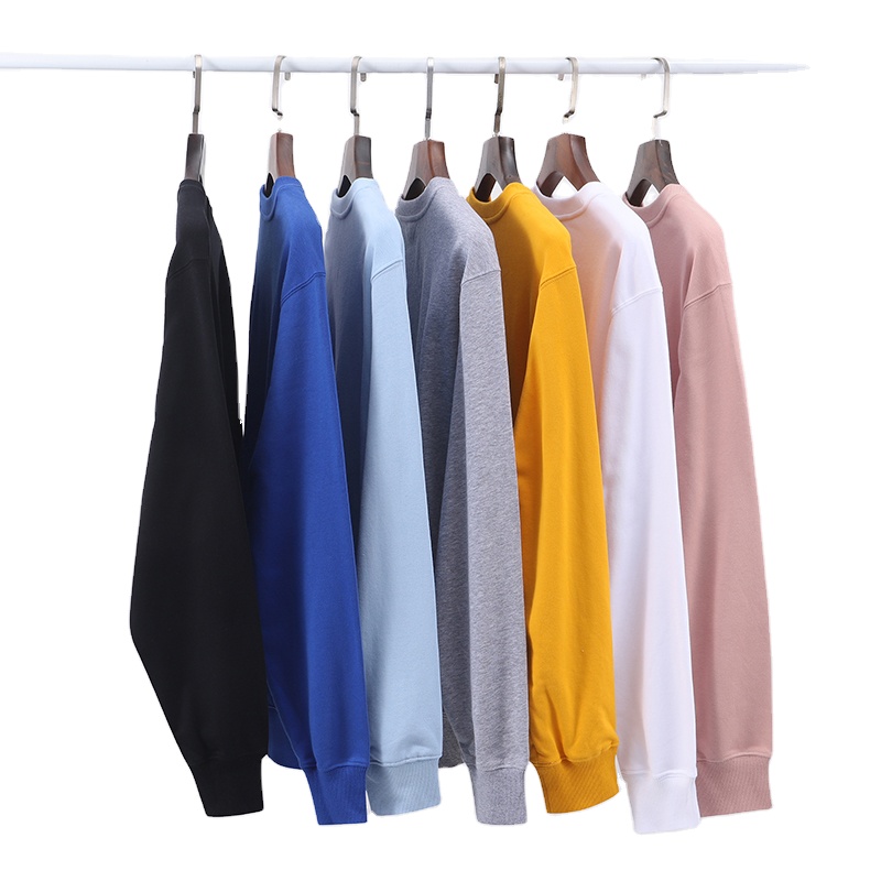 Custom high quality embroidered logo oversized hoodies unisex blank 100% plain cotton crewneck sweatshirt for men