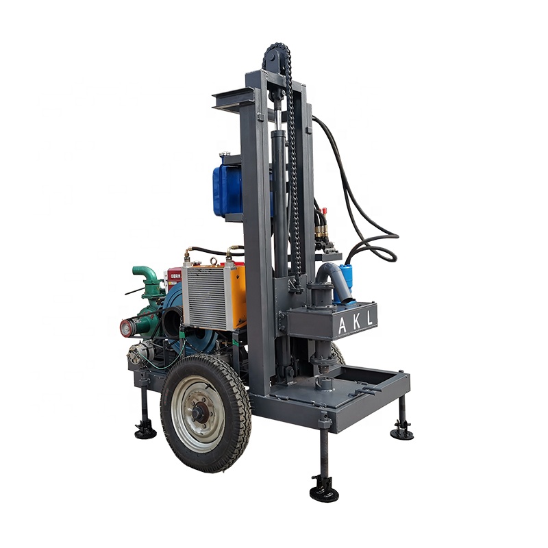 Top drive AKL-150Y diesel engine hydraulic portable water well drilling rig