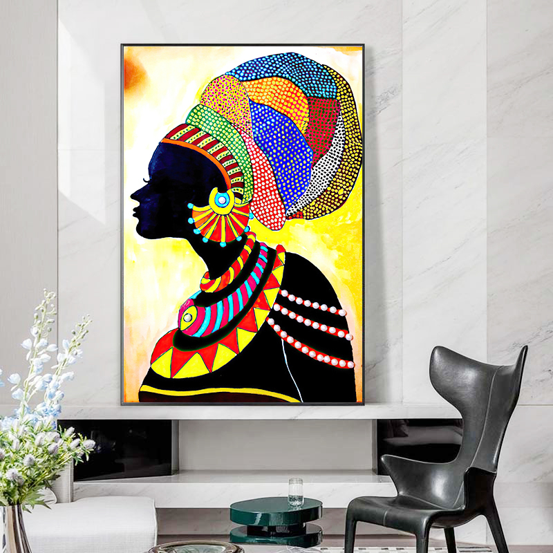 African Women Wall Art for Living Room Women Portrait Bed Room Wall Art Abstract Tribe Women Wall Painting on Canvas
