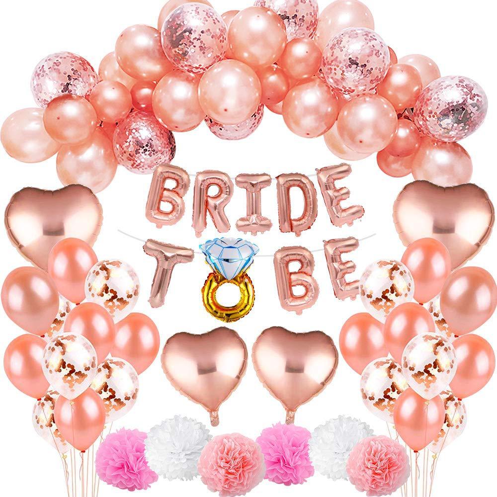 RUI YI bachelor party decoration supplies Kit Party Supplies Bride to Rose Gold Balloon Set Bridal Shower Mylar Foil Balloons