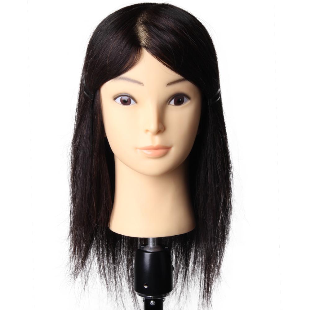 100% Human Hair Training Head Short Black Hair For Salon Hairdressing Professional Mannequin Dolls