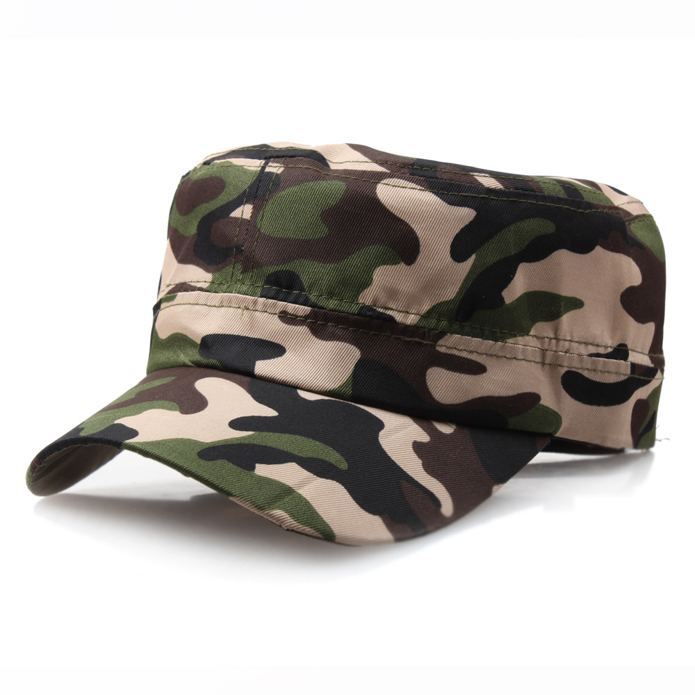 Men's mountaineering hat summer outdoor camping camouflage hat flat-top military training hat