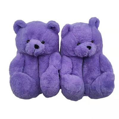 teddy bear slippers for kid 2021 new arrivals animal one size fits all plush house children toddler kids teddy bear slippers