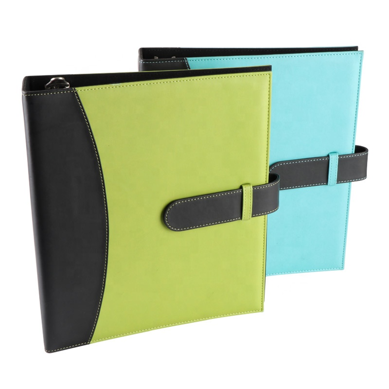 Custom Logo A4 Size Leather 3-hole Binder Office Storage Folder