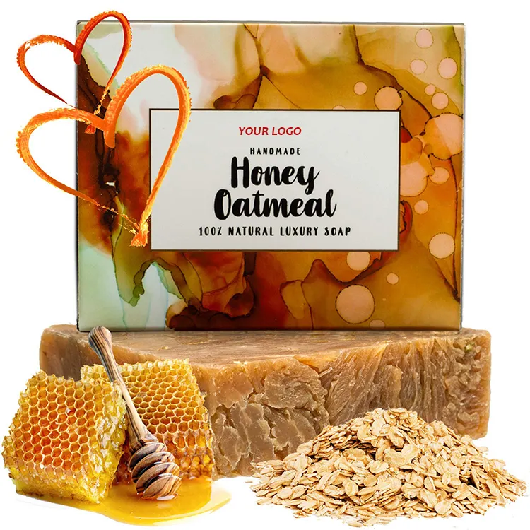 Oem 100% Natural Organic Honey Oatmeal Exfoliating Bath Soap For Women And Men