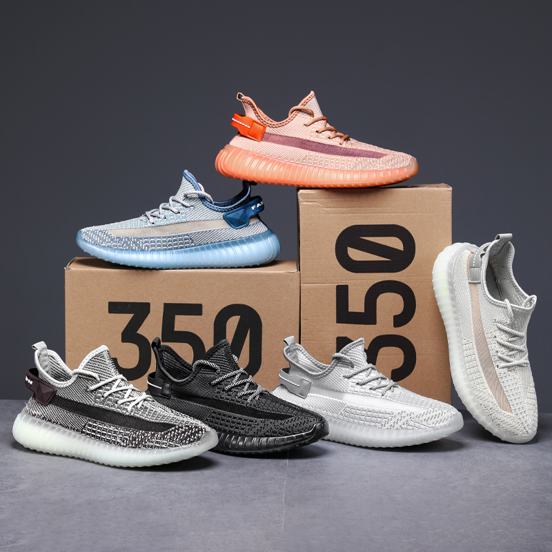 Yeezy 350 V2, экономичная версия, комбинированная дышащая эластичная трикотажная обувь Yeezy для бега с имитацией попкорна