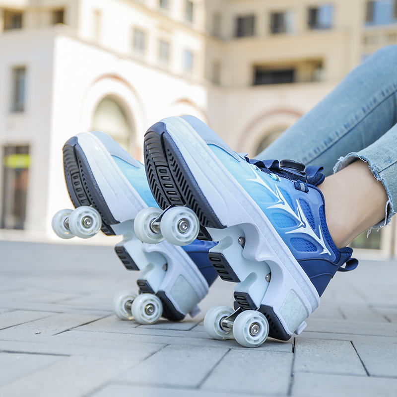 Transforming Roller Skates With Wheels For Outdoor Activities And Sports Skating Shoes For Kids Can be customized with lights
