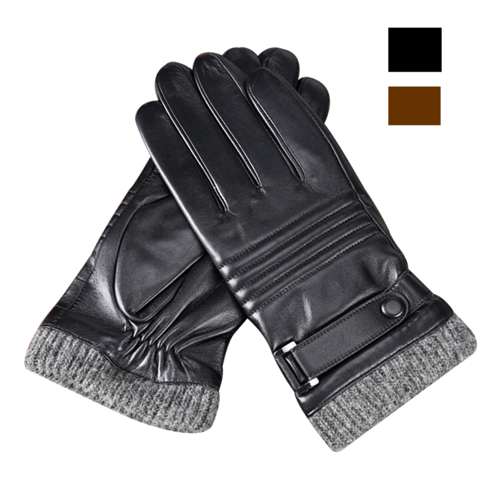 wholesale fashion Men's Warm Real sheepskin Leather Gloves Fleece lining winter Gloves custom made