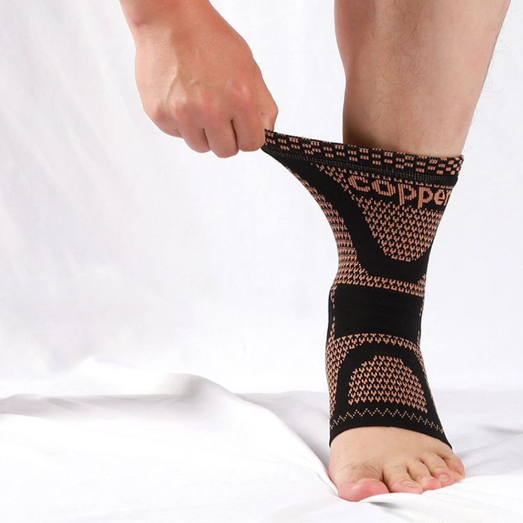 Custom Copper Compression Elastic Ankle Brace, Breathable Ankle Sleeve, Fitness Support