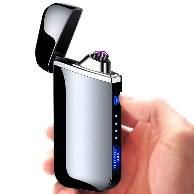 Metal Arc Lighter with Custom Logo Print - Electronic USB Rechargeable Cigarette Lighter