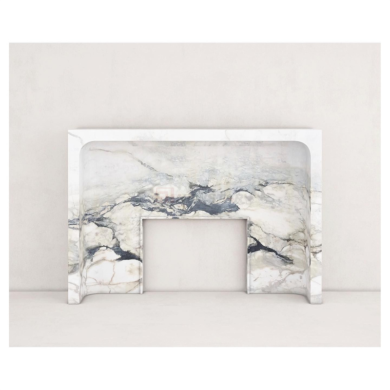 Newstar Indoor Decoration Luxury Curve Marble Tile Marble Fireplace Surround Calacatta Viola Marble Fireplace Mantel