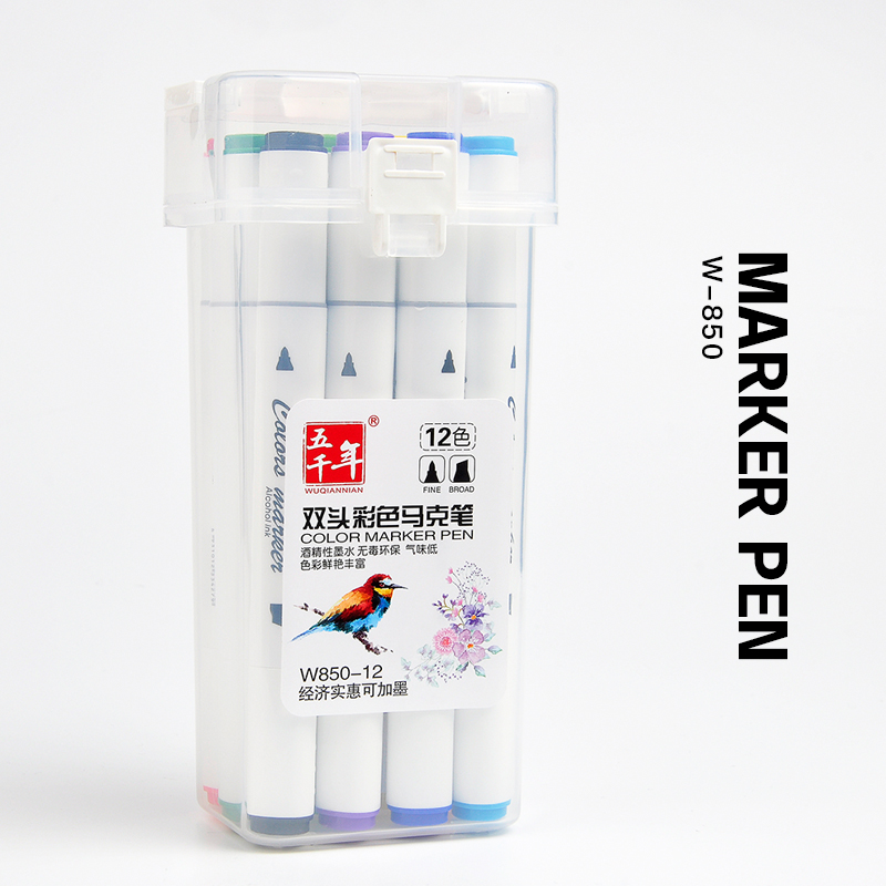Wuqiannian Stationery Colored Plastic Permanent Marker Pens