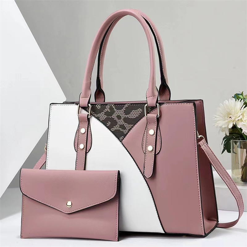 2024 New Two Piece Set Versatile Fashion Splicing Retro Simple Elegant And Elegant Handbags Ladies Bags