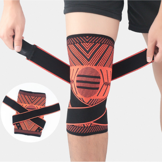 Hot Sale Outdoor Cycling Fitness Sports Nonslip 3D Knitted Knee Sleeve With strap