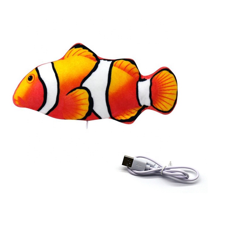 Amazon Hot Sale interactive Squeak Pet Plush Catnip Dancing Kicker Wagging Electric Fish Cat Toy
