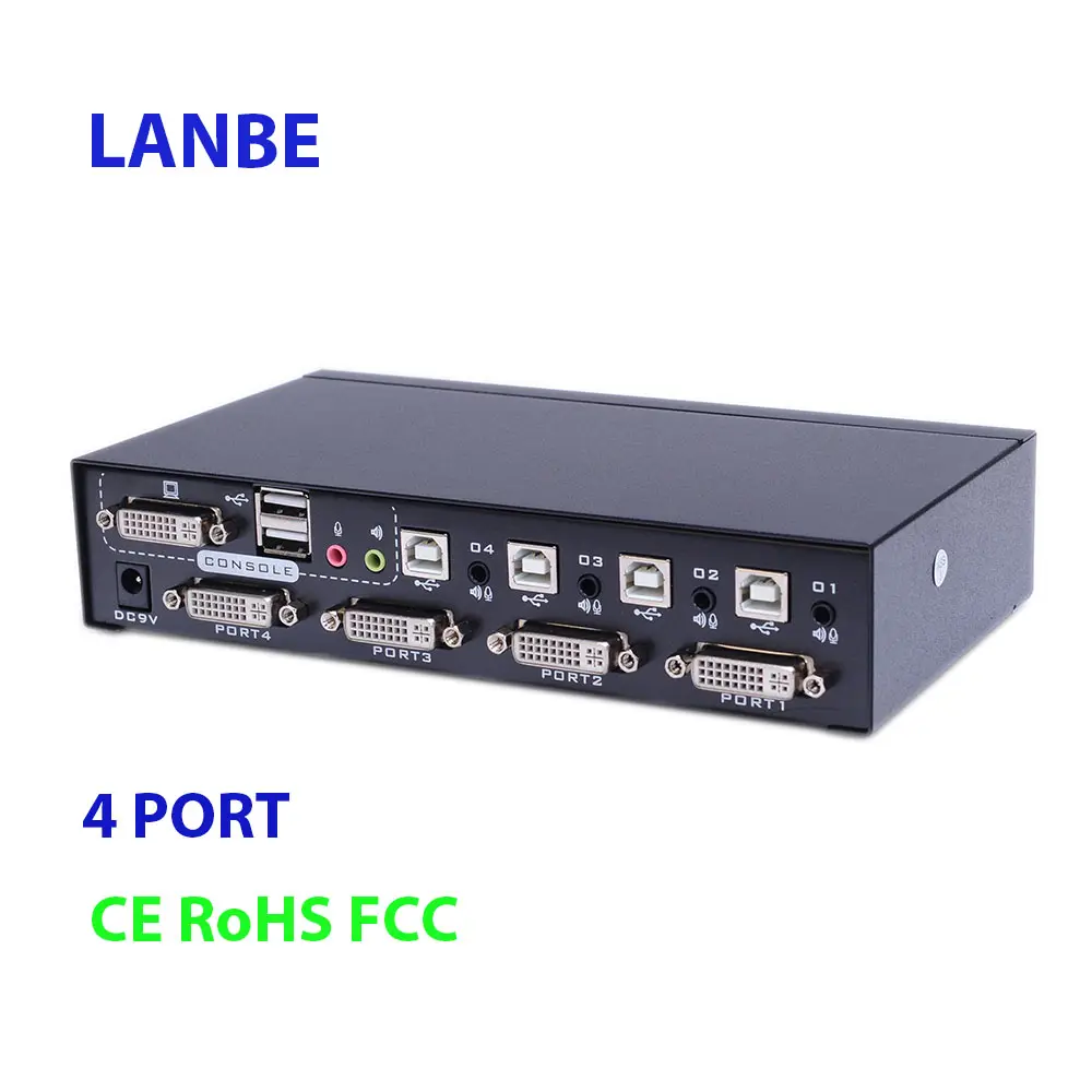 4 Port Kvm Switch Low Price USB DVI Dual Link Desktop Dual Monitor 4 Port KVM Switch