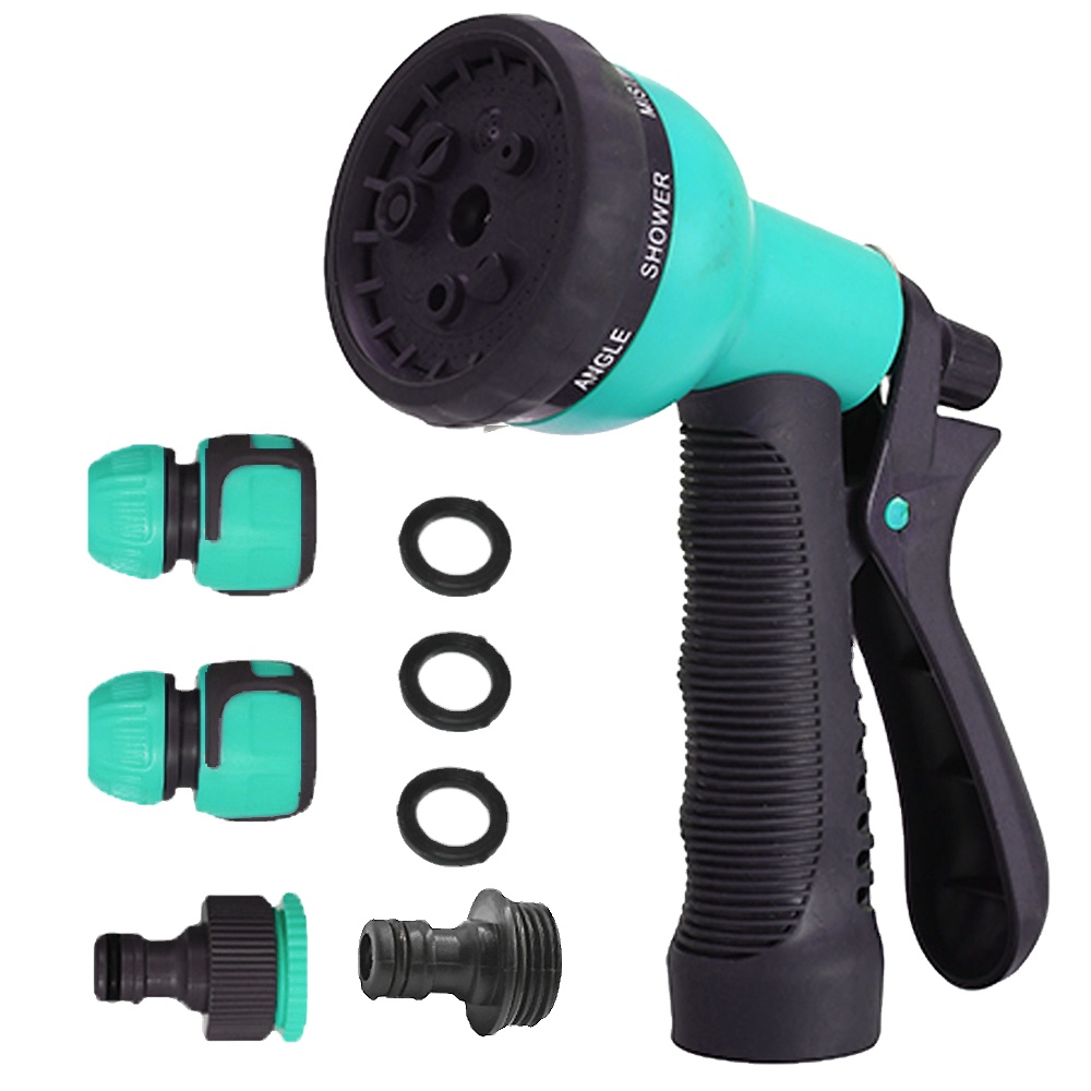 Hot Sale 8 Pattern Spray Modes Adjustable Garden Hose Nozzle Water Spray Plastic Garden Water Gun Set
