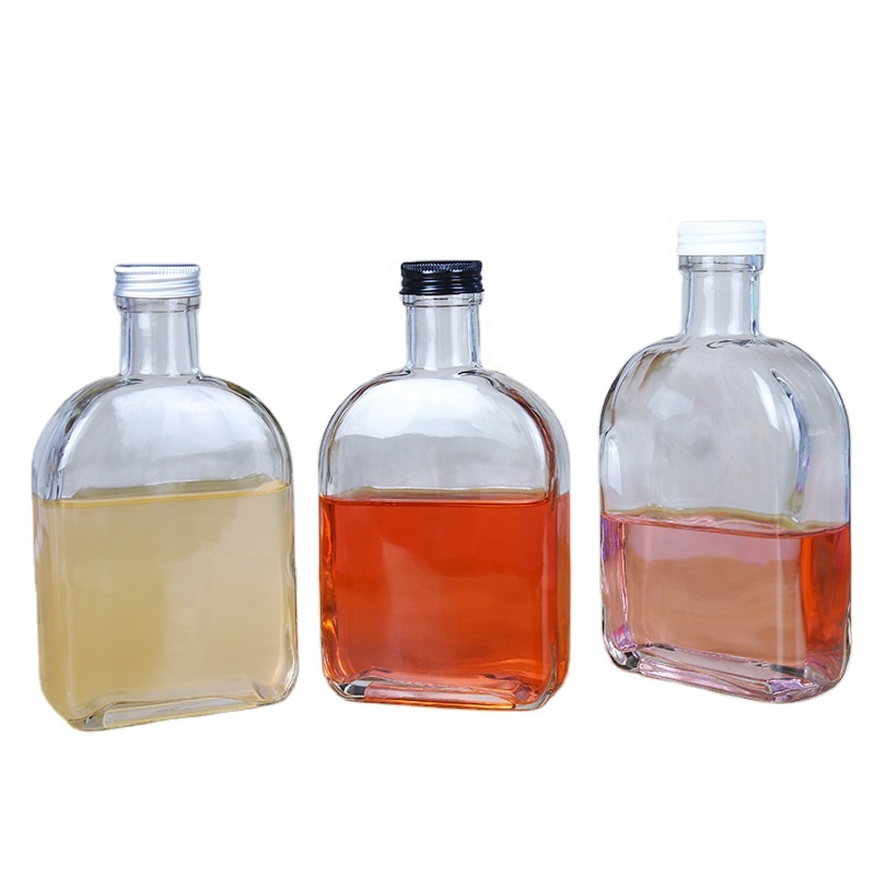 50ml 100ml 200ml 500ml flat liquor bottles glass for tequila wine with aluminum lid screw cap