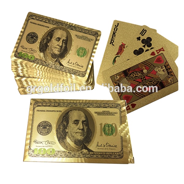 Позолоченные пластиковые игральные карты $100