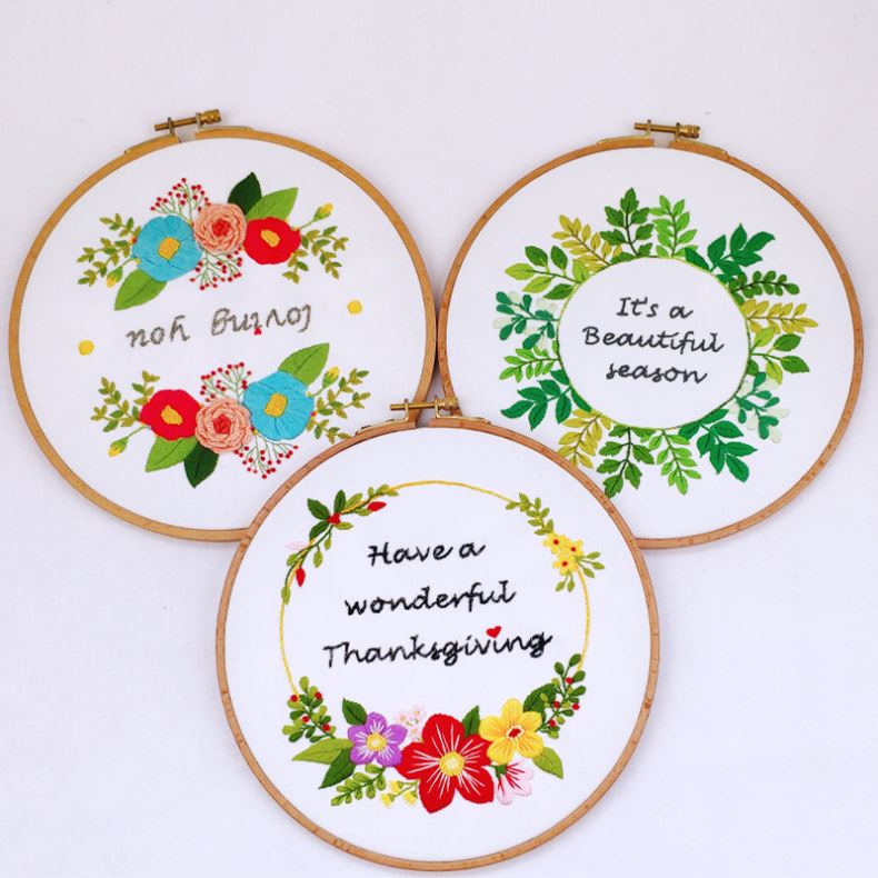 5459 DIY Embroidery Material Flowers Plant Pattern Cloth Set Cross Stitch Kit Hand Craft Beginner DIY Embroidery Starter Kits