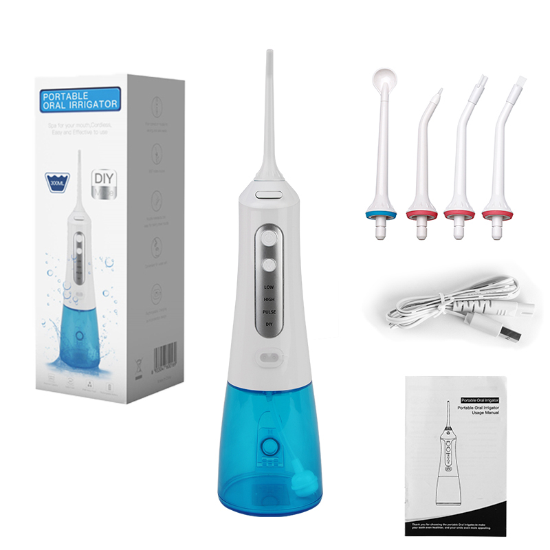 Professional Cordless Dental Spa Product Ipx7 Waterproof Ulstrasonic Portable Black Water Flosser Tooth Irrigator