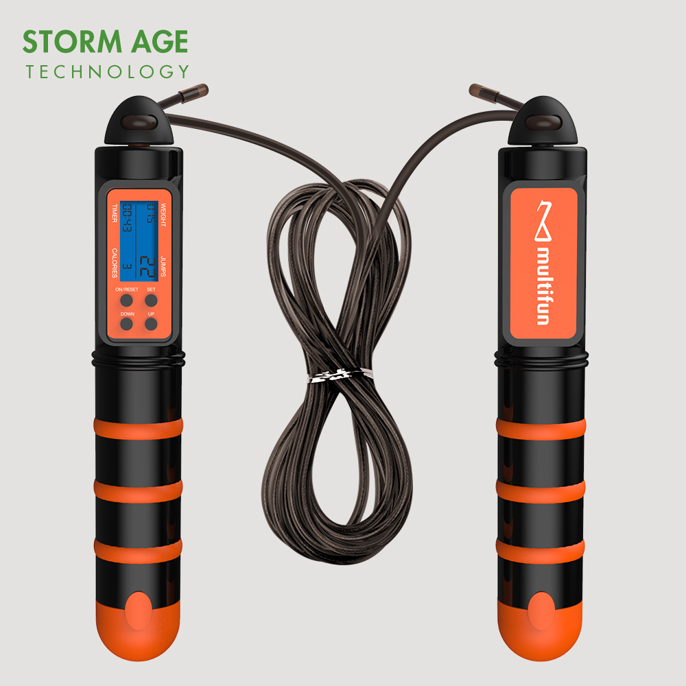 Custom pvc adjustable led smart counting body weight long handle jump rope