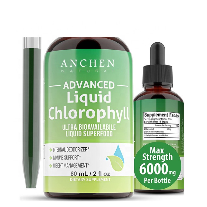 Chlorophyll Liquid Drops for Water Helps with Acne Skin Health Natural Deodorant Cleanse Detox Water Fresh Breath Imm