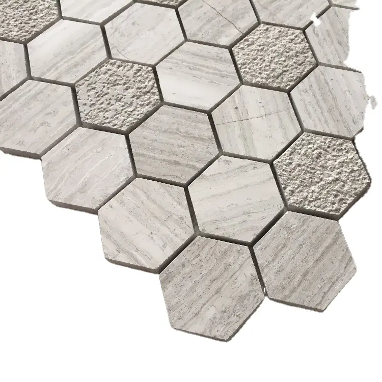 Flamed hexagon mosaic japan market for kitchen and bathroom tile designs