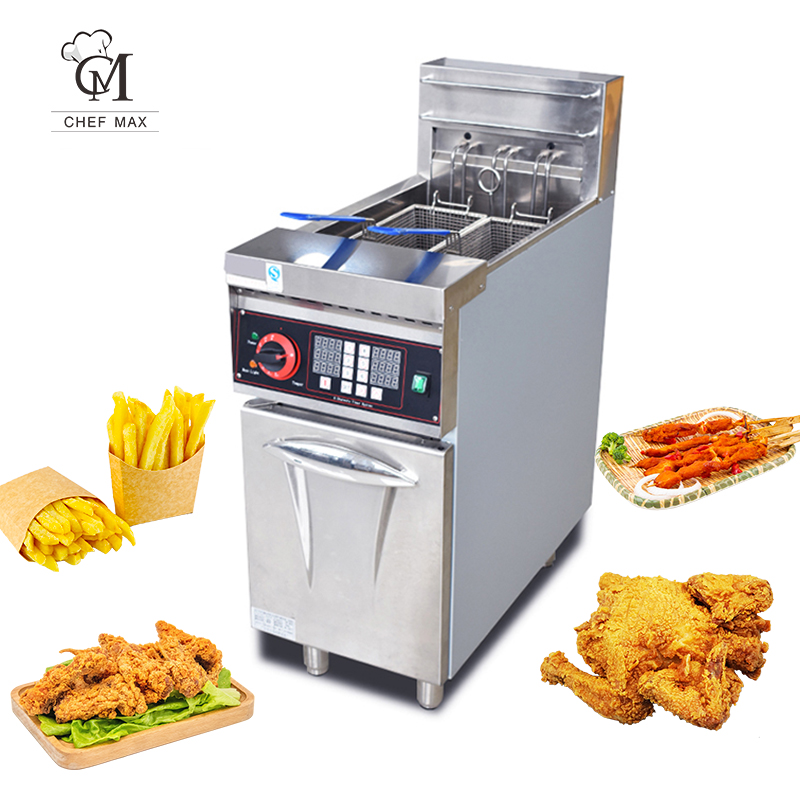 Chefmax 9000 Вт пользовательская электрическая газовая куриная фритюрница с двойным резервуаром, фритюрница, жаровня, машина для ресторана, коммерческие электрические фритюрницы