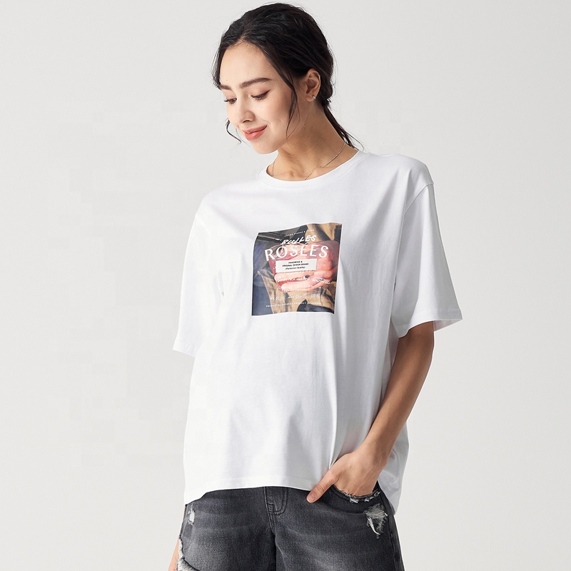 Wholesale Short Sleeve Tops Maternity Clothing Breastfeeding Tee Printed Pregnant Blouses
